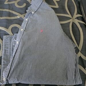 Ralph Lauren Navy and White Gingham Button-Down Shirt